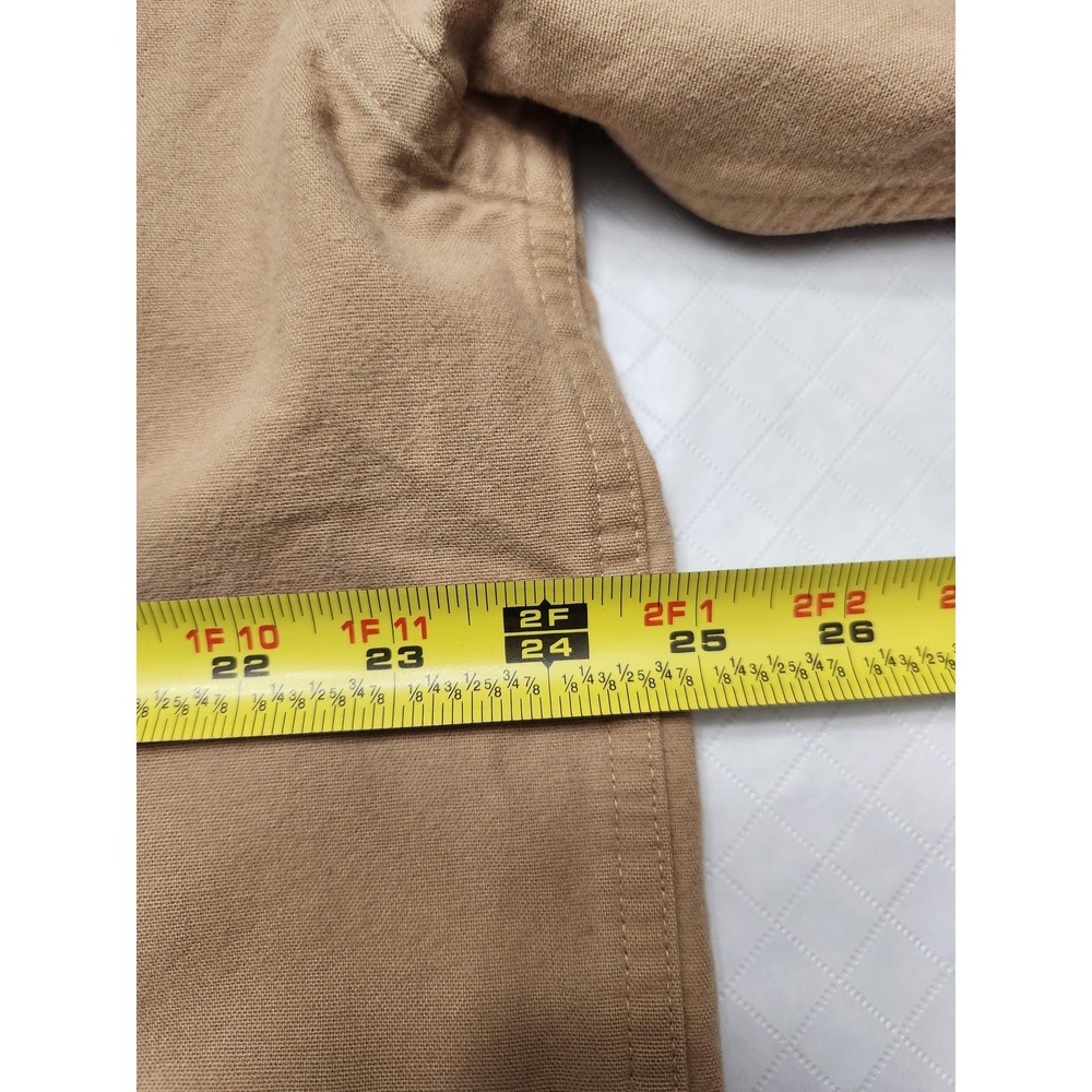 L.L.Bean Shirt Mens Large Tan Button Up Long Sleeve Cotton Two Pockets Workwear - Picture 12 of 13